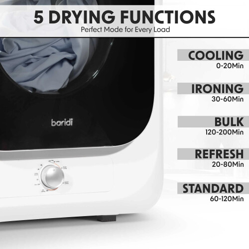 Baridi Tabletop Mini Tumble Dryer with Analogue Controls 2