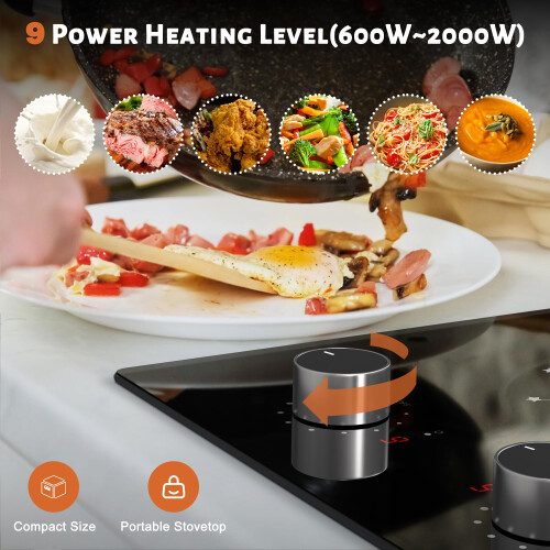 Disaenvir 2 Burner Cooktop, 12 Inch Stovetop Built-in 1