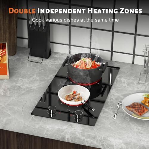 Disaenvir 2 Burner Cooktop, 12 Inch Stovetop Built-in 2