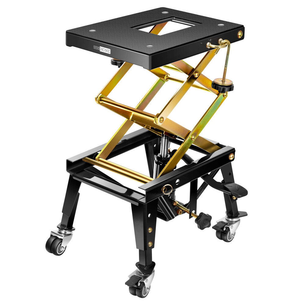 Vivohome Motorcycle Lift Jack Stand 160Kg Heavy Duty Hydraulic Operated Atv Dirt Bike Scissor Stand With 4 Wheels 5005222048033