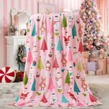 (200x200cm, shape7) Christmas Throw Blanket Cute Santa Claus Flannel Holiday Blankets and Throws