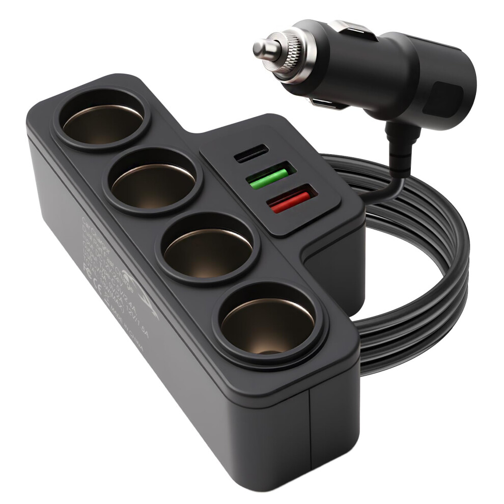 120W Car Charger Cigarette Lighter Adapter 7 In 1 Multi-Socket Usb Charger 12V/24V With 4 Sockets & 3 Usb Ports (Qc 3.0+Usb 3.1+Pd 3.1) Fast Charging 77248060