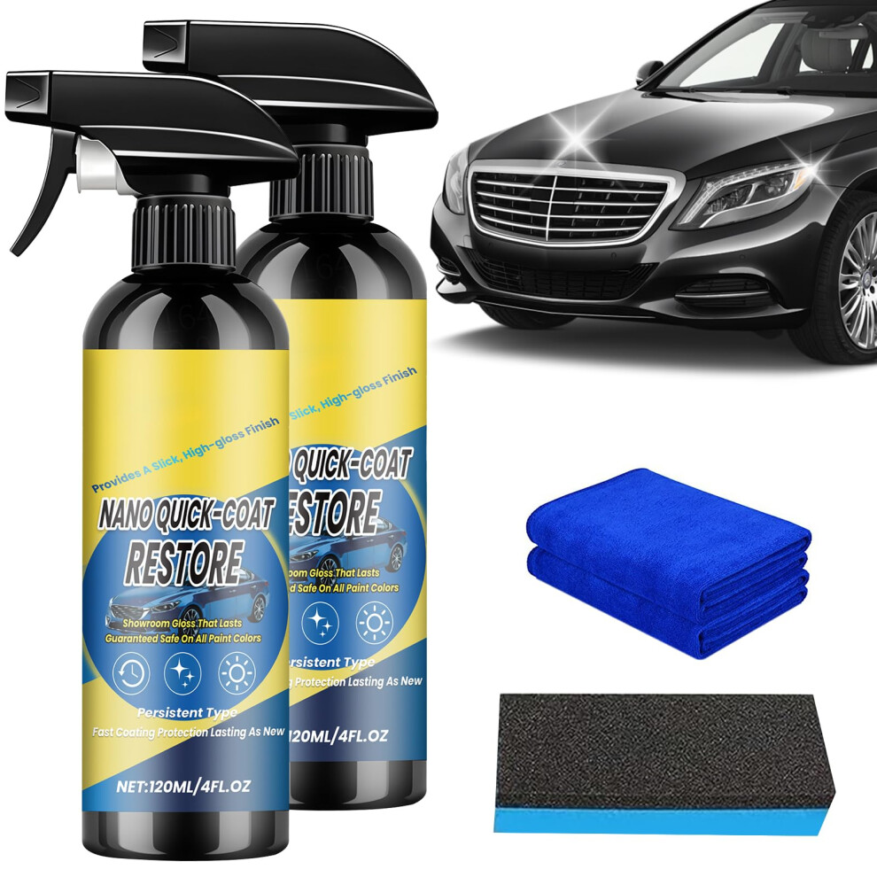 2Pcs Nano Quick Effect Coating Agent, Coat Restore Ceramic Coating Car, Car Polish Spray Quick-Acting Coating Agent For Car Dust Proof And Glazing 5051226523427