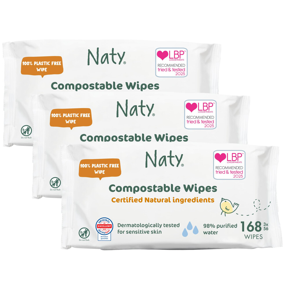 Photos - Hair Product Naty Baby Wipes | 98 Water, Hypoallergenic & Natural for Sensitive Skin | Unscented, Plant-Based, Fragrance-Free | Newborn & 