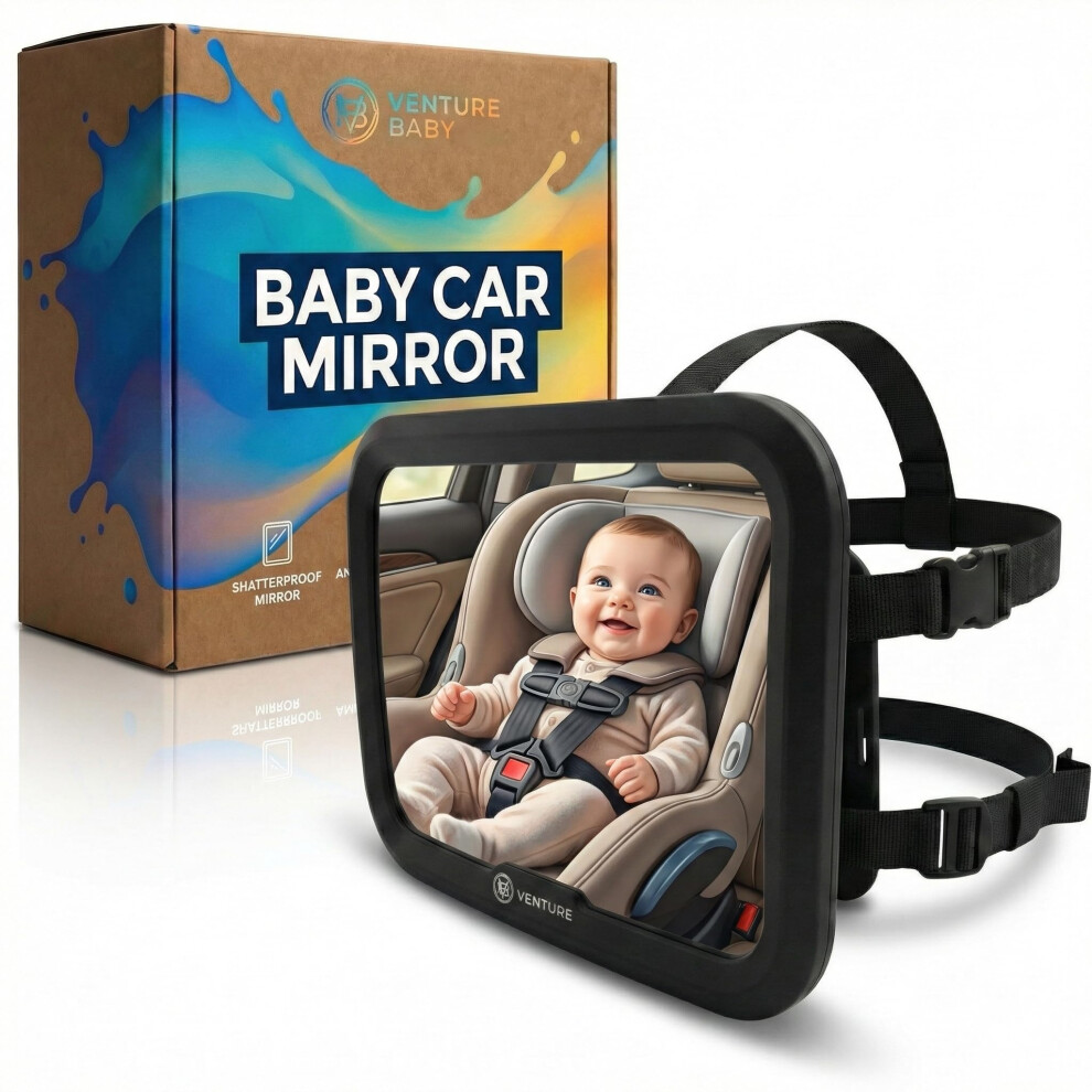 Baby Car Mirror For Back Seat - 360 Adjustable Rear View Baby Mirror For Cars, Shatterproof, Clear Wide View, Safe & Easy To Install - Perfe Venture