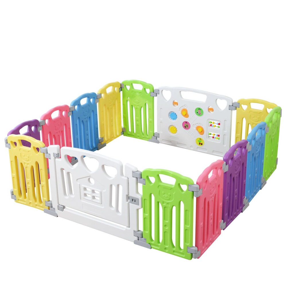 Gupamiga Baby Playpen Kids Activity Centre Safety Play Yard Home Indoor Outdoor New Pen (Multicolour, Classic Set 14 Panel) (Multicolour 14 Panel)