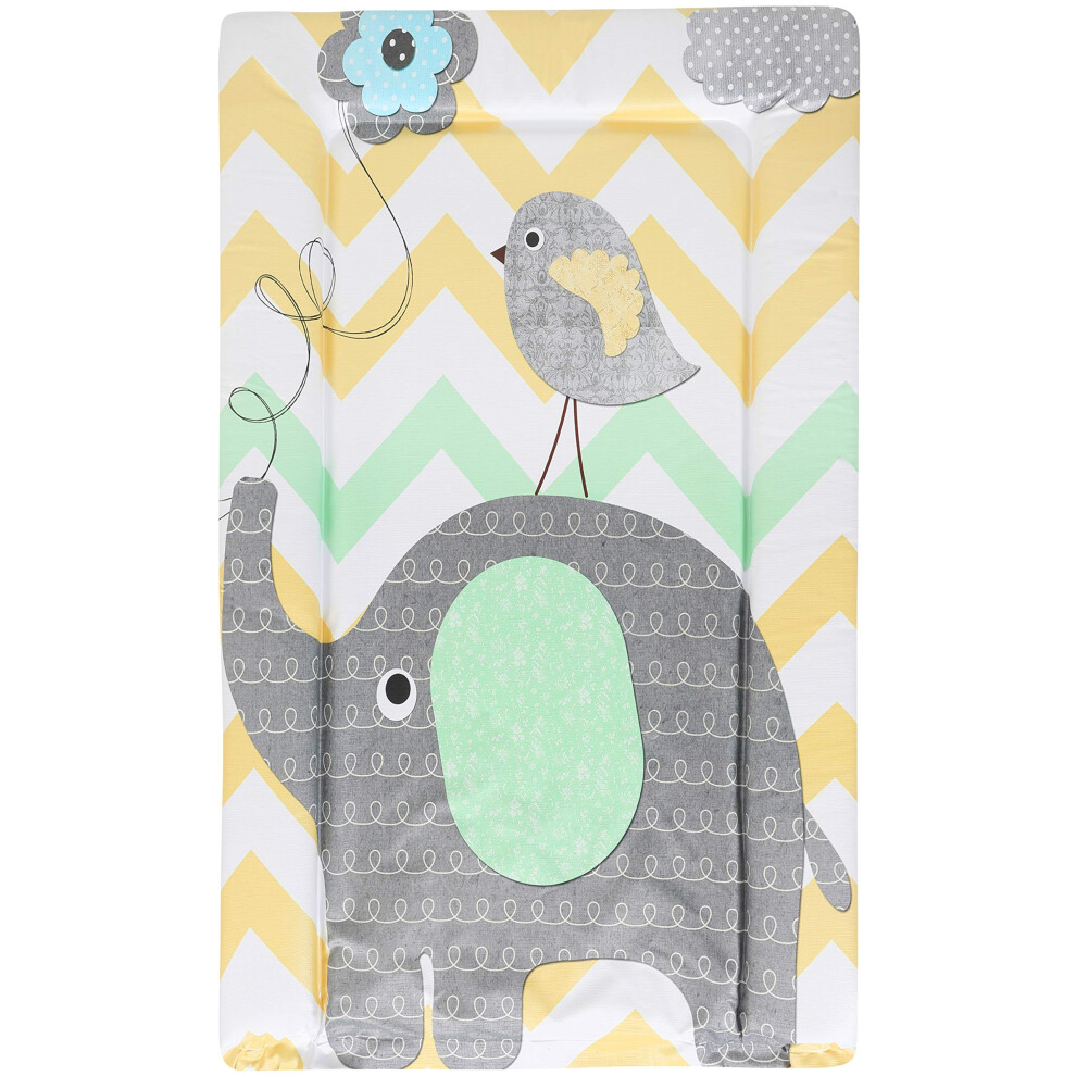 Baby Changing Mat With Foam Raised Soft Edges For Babies From Birth Upwards Wipe Clean And Waterproof Nappy Change Pad 76 X 45Cm (Elephant Babycurls