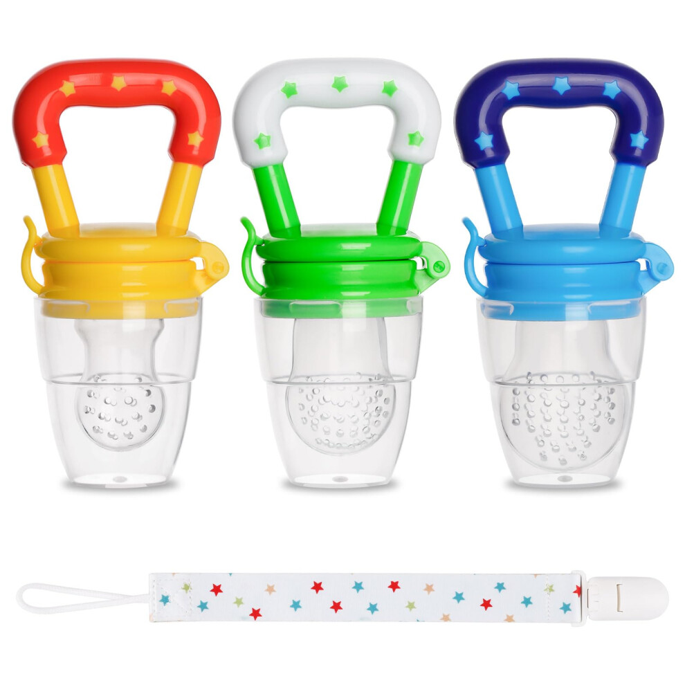 Juyoo Baby Fruit Feeder Weaning Dummies Set Include 3 Pcs Food Feeder Pacifiers With Pacifier Clips Teething Dummy For Babies Infant Toddlers