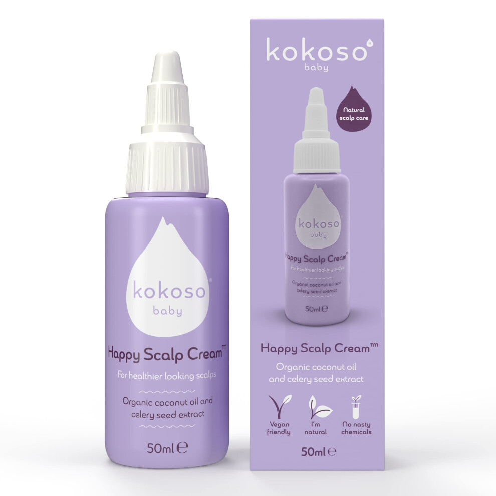Baby - Happy Scalp For Baby - Organic Coconut Oil, Aloe Vera & Celery Seed Extract - Moisturises & Soothes Dry Scalps - Fragrance-Free, Cream Kokoso
