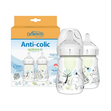 Dr. Brown's Anti-Colic Options+ Wide-Neck Baby Bottle, 5oz/150ml, 2-Pack - Jungle Design