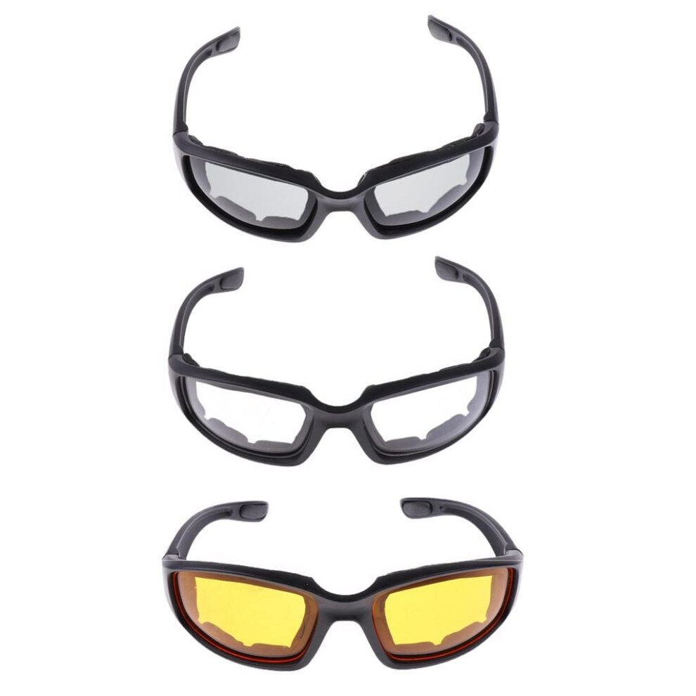 Zalati Motorbike Goggles 3Pcs With Foam Pad Inside Water/Wind-Resistant Glasses For Motorcycle Riding 66806707