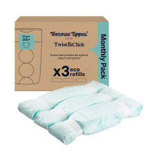 Tommee Tippee Twist & Click Nappy Bin Refills, Pack of 3, each 10.5 metres, Mult