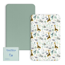 Yoofoss Travel Cot Sheets 60 x 120 cm, Ultra Soft and Breathable Microfiber Fitted Crib Bed Sheet 2 Pack, Green Giraffes