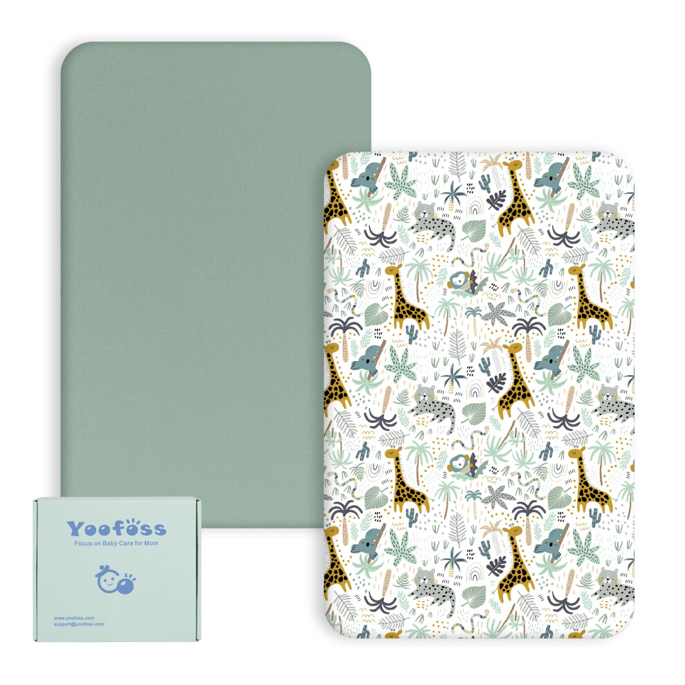 Yoofoss Green Giraffes Next To Me Crib Sheets, Ultra Soft Fitted 51 X 85 Cm, 2 Pack Toddler Bed Sheets