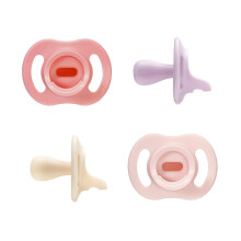 Tommee Tippee Ultra-Light StayPut Dummy, 0-6m, 4-Pack, One-Piece Silicone Soother