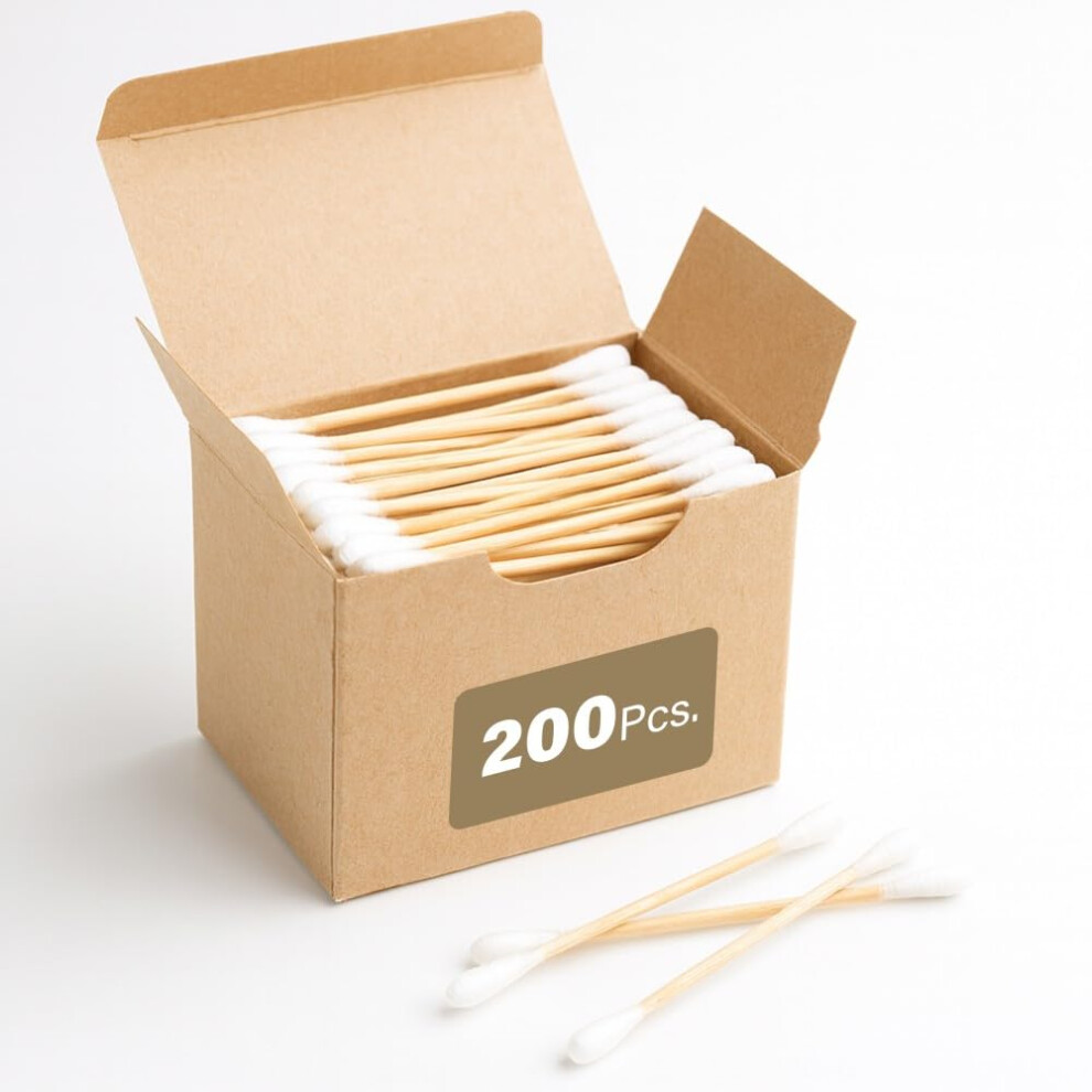 Vivo Technologies 200 Pcs Bamboo Cotton Buds Eco Friendly Biodegradable Swabs With Soft Tips And S
