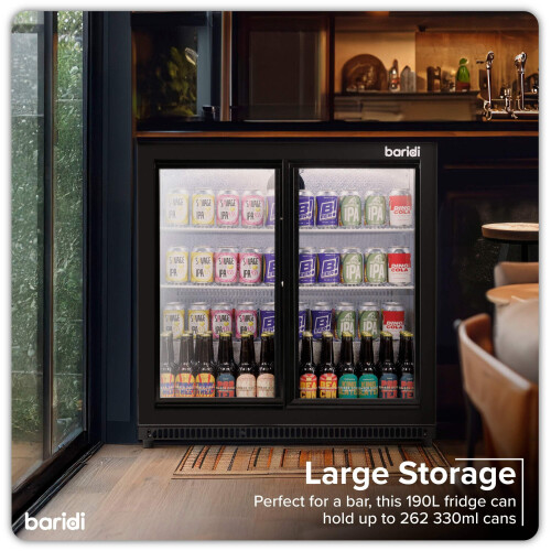 Baridi Back Bar Drinks Fridge/Cooler with Double Sliding 2