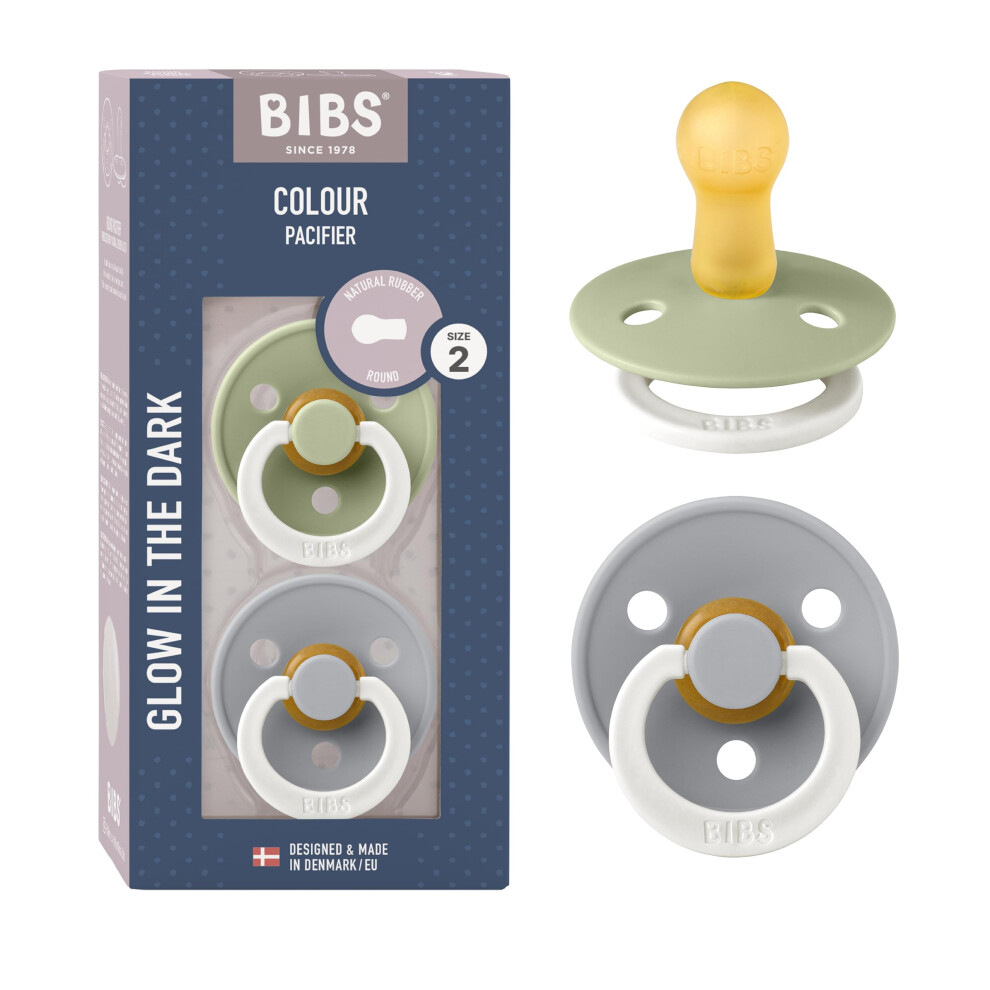 BIBS Colour Glow Dummy 2-Pack 6-18 Months Size 2 Sage Glow Cloud Glow Natural - Image 5