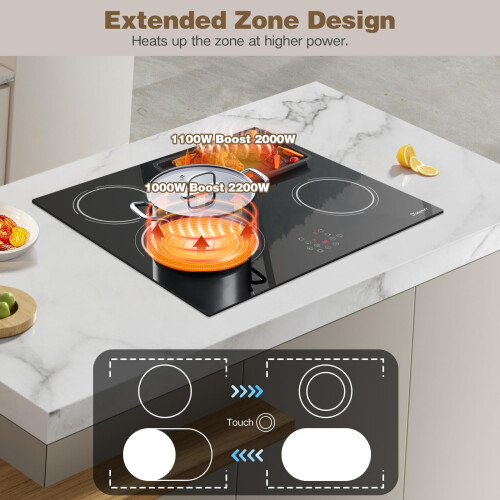 Disaenvir Ceramic Hob 4 Zone, Built-in Electric Hob 2
