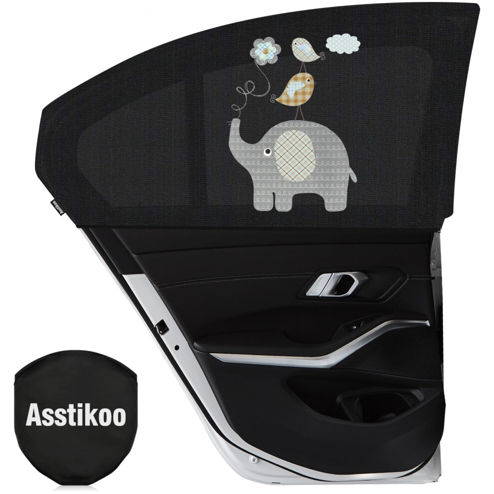 Asstikoo Car Window Shades For Baby, Car Sun Shades With Uv Protection, Universal Fit Stretchable Side Window Sunscreen Sun Shades, Rear Window Shade