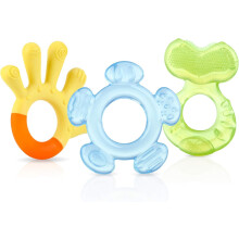 Nuby 3-Step Teething Set - Set of 3 Baby Teethers | Textured Surfaces | Refriger