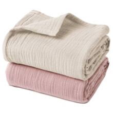 GLLQUEN BABY Baby Blankets for Newborn Soft 2 Pack, Muslin Cotton Baby Boy or Girl Blanket 95x100cm, Swaddle Blanket for Newborn, Shower Gifts for Ne