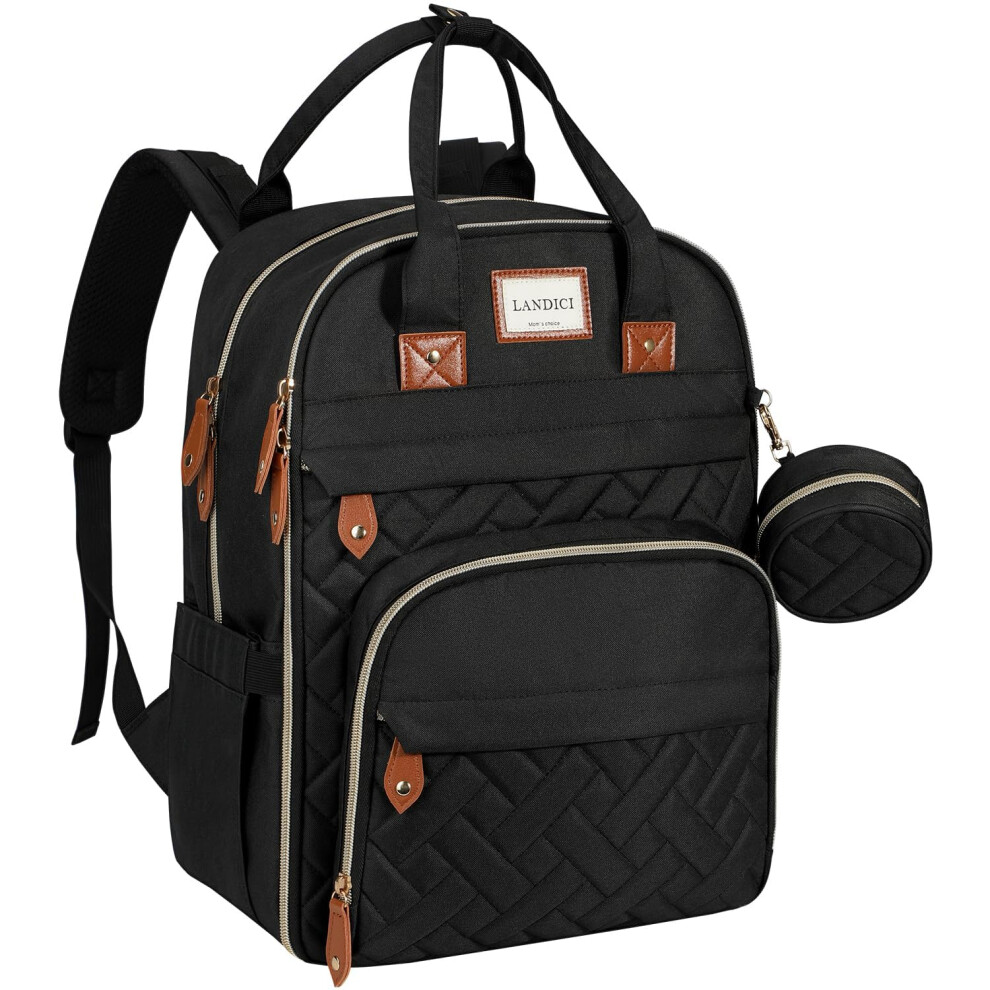 Baby Changing Bag Backpack, Large Nappy Changing Backpack Diaper Bags With Changing Mat, Stroller Straps And Pacifier Case, Multifunction Dol Landici