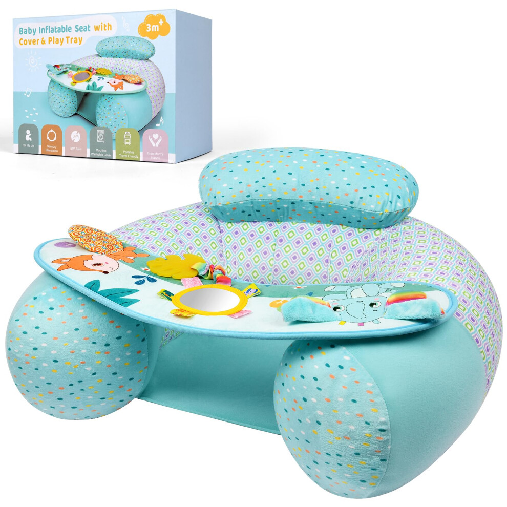 Inflatable Baby Chair, Baby Seat For 3-36 Months, Portable Infant Air Pump Sit, Baby Seats For Sitting Up With Detachable Play Tray, Suitable F Alaoo
