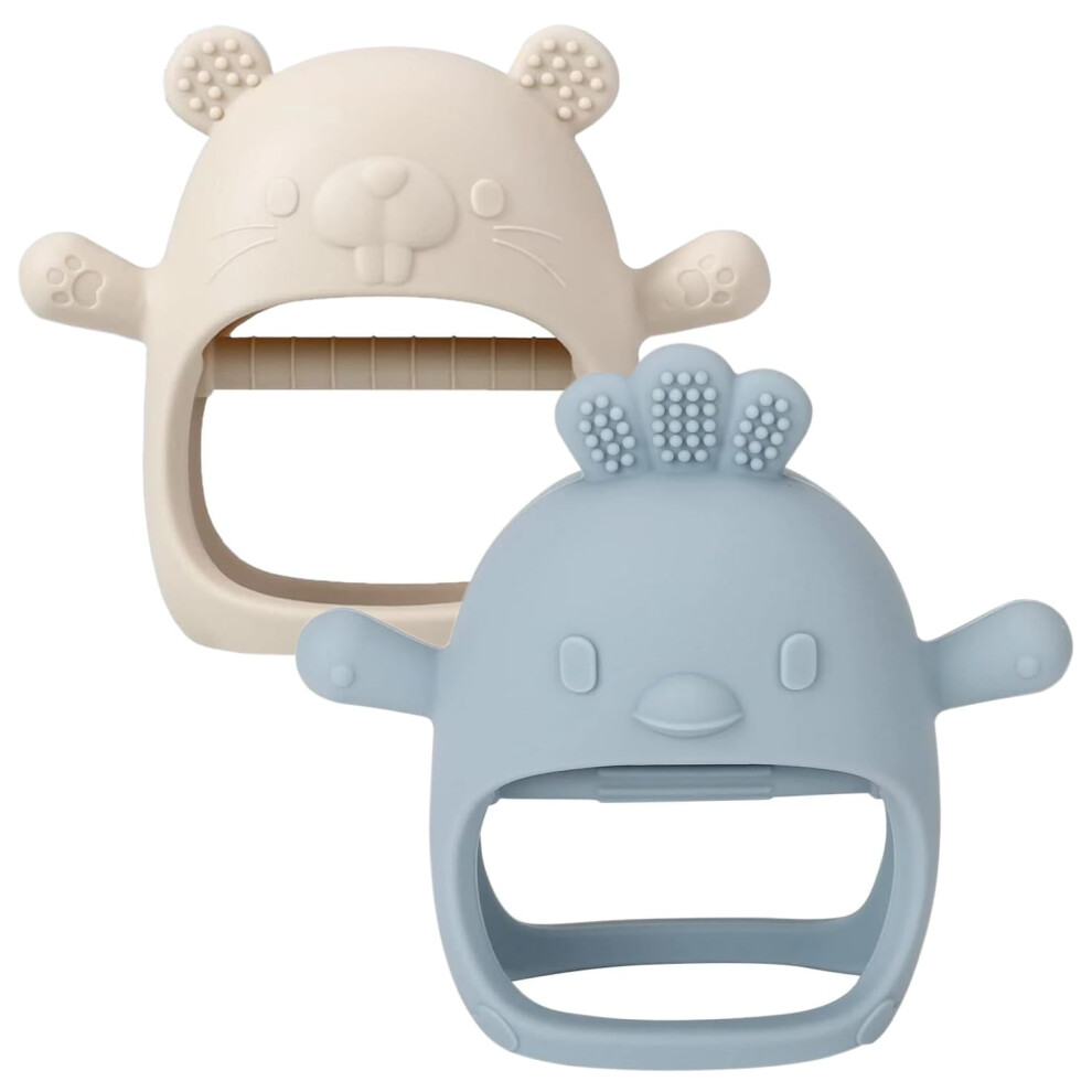 Roxanepig 2 Pack Baby Teething Toys, Teether For Baby, Silicone Mitten Teething Toys For Babies, Newborn Teethers Toys 0-3-6-12 Months, Chew Toys Hand Pacifier