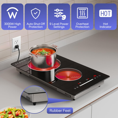 Nardea Ceramic Hob 2 Zone with Plug, Built-in 1