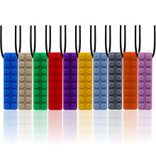 LSHUN Chew Necklaces for Sensory Kids, 10PCS(Brick Shape) Sensory Chew Toys for Girls and Boys Kids or Adults ADHD, Autistic, Biting Needs, Oral Moto
