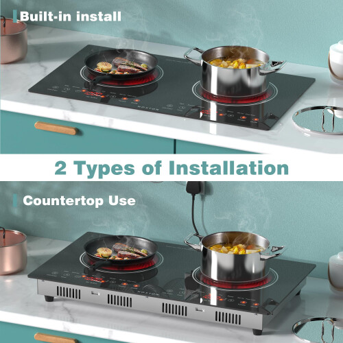 Noxton Double Ceramic Hob, Double Electric Hob Portable 1
