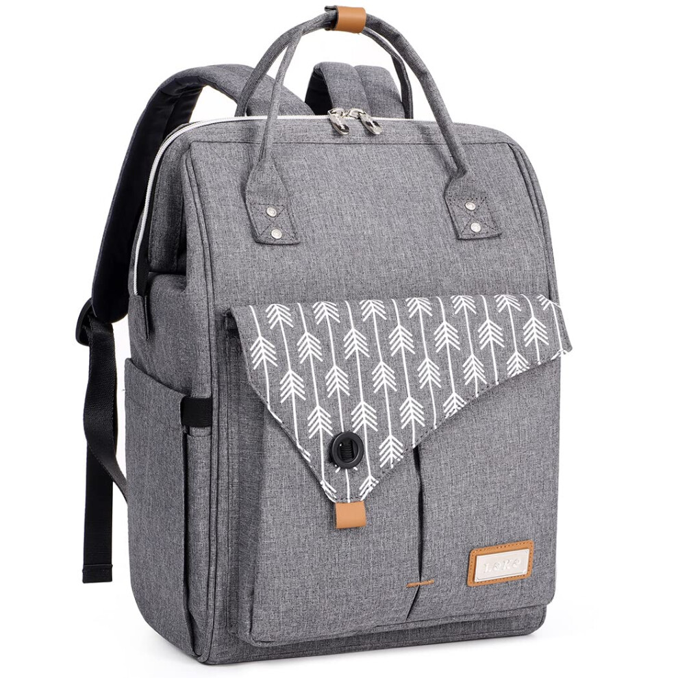 Nappy Changing Bag Backpack With Changing Mat, Arrow Print, Grey Lekebaby