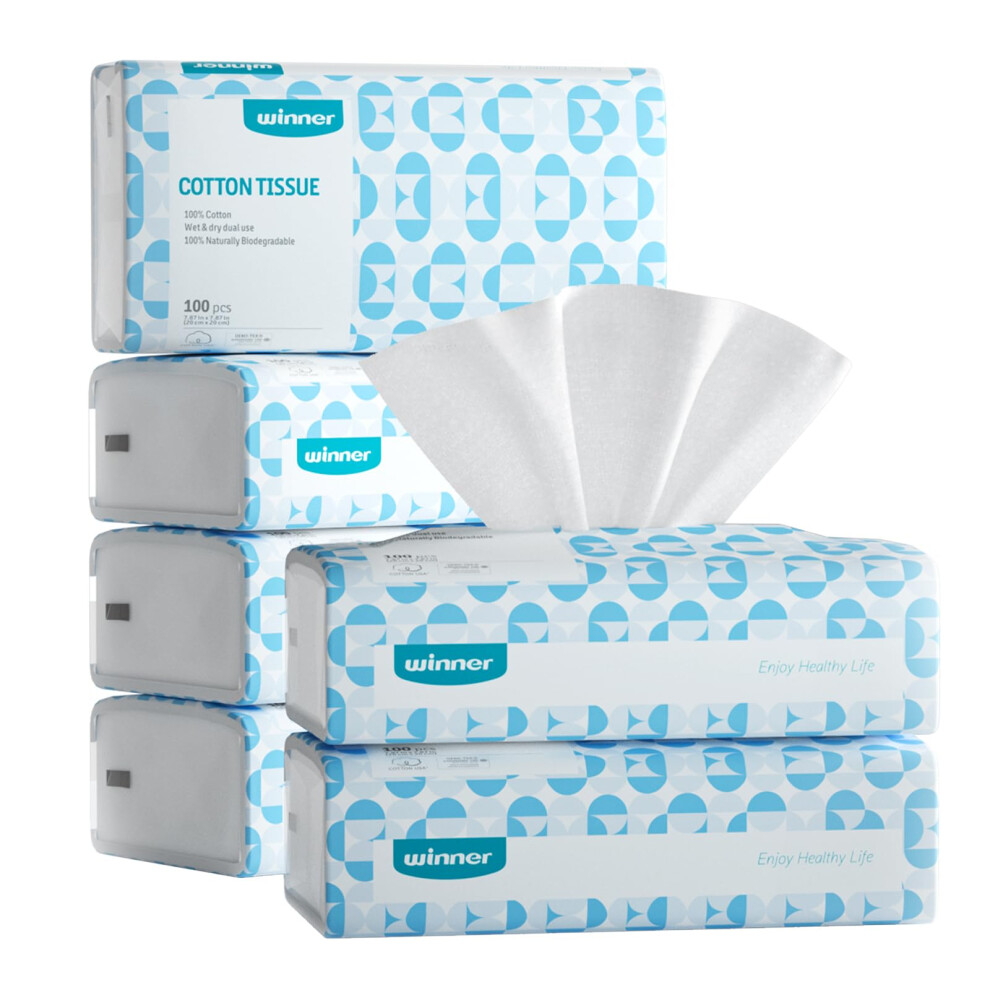 Winner Soft Face Towels, 100% Usda Biobased Facial Towels, Unscented Cotton Tissues For Sensitive Skin, Oeko-Tex Certified Face Towelettes Disposable