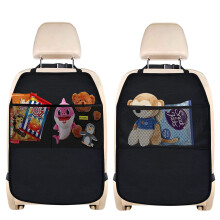 Qooloo Car Seat Protector, 2-Piece Organizer with 2 Pockets, Universal Back Protector for Dirt & Damage Prevention