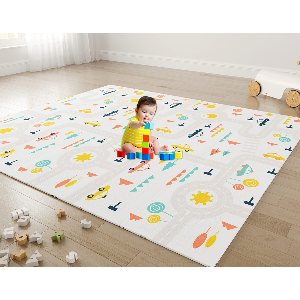 Dripex Baby Play Mat, 1971771Cm Foldable Foam Playmat For Floor, Soft Waterproof Reversible Floor Crawling Mat For Babies Toddlers Infants Kids