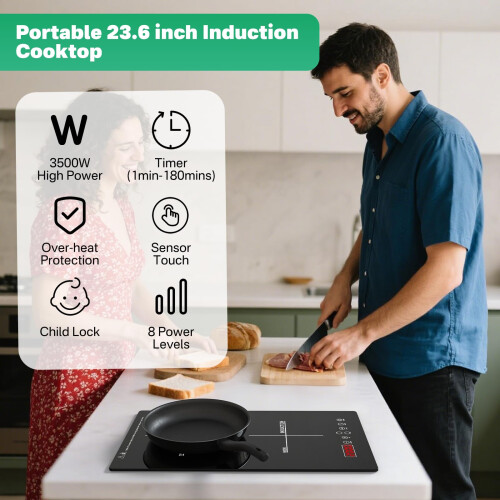 Nardea 3500W Electric Induction Hob  2 Ring 1