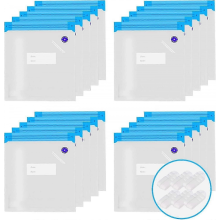 20 Sacos de Armazenamento a Vácuo Reutilizáveis para Alimentos, Frutas, Legumes, Carne, Peixe e Pão, com Clipe de Vedação, 30x34cm