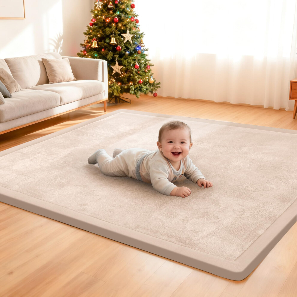 Acomopack Baby Play Mat, 3.5Cm Thick Memory Foam Crawling Mat, Coral Velvet Activity Rug For Tummy Time, Non-Slip Nursery Floor Mat For Toddlers, Inf