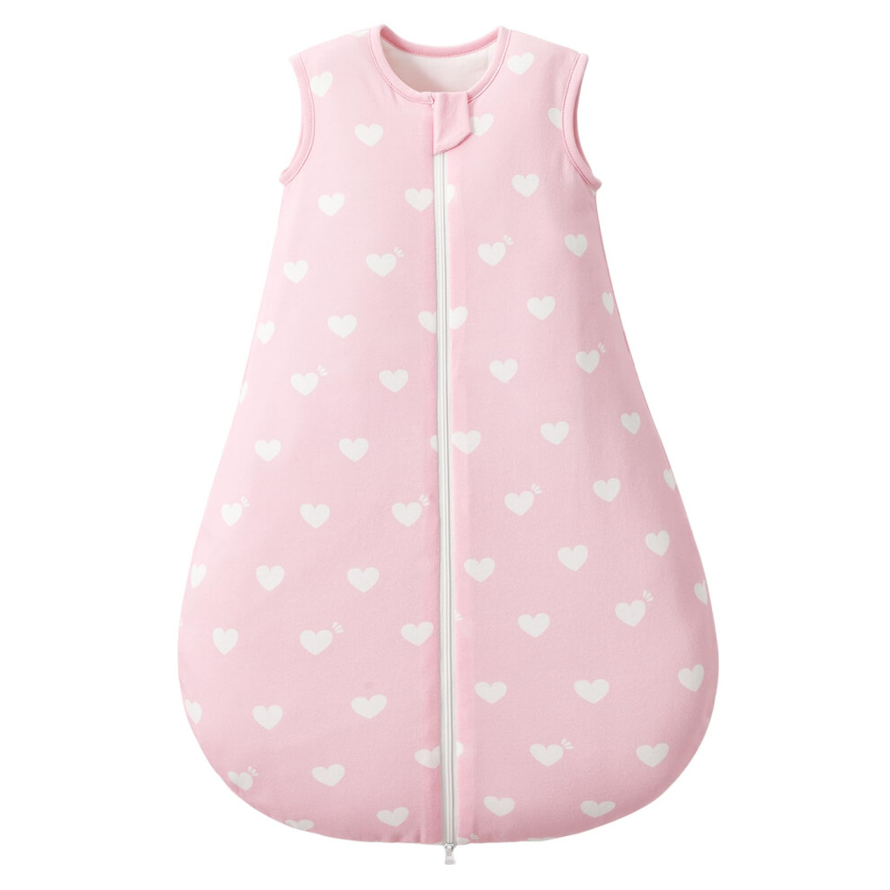 Baby Sleeping Bag 1.5 Tog 18-36 Months, 100% Cotton Newborn Sleep Sack Baby Wearable Blanket, Heart Lulumonkey