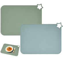 ABOHU Baby Silicone Placemats, 2 Pack Non-Slip Stain Resistant Portable Food Mats for Kids Toddler, Baby Placemats