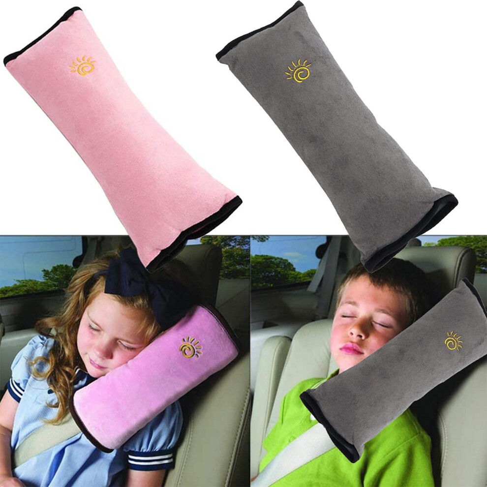 2Pc-Universal Car Safety Belt Protect, Shoulder Pad, Adjust Vehicle Seat Belt Cushion For Kids And Adults Gray Bujingyun
