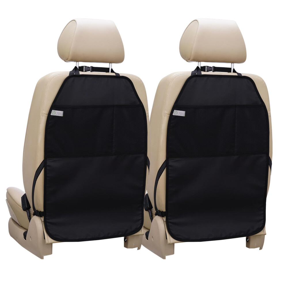 Viaviat Car Seat Protector Large Kick Mat 2 Pack Durable Water Resistant Auto Seat Back Covers With 2 Mesh Pockets Protection Against Dust Mud