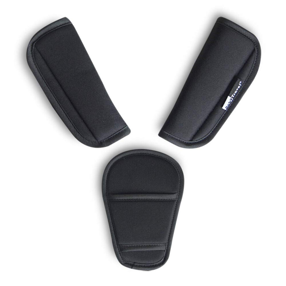 Seedfuture 3 Piece Baby Stroller Car Seat Strap Covers & Crotch Pad Universal Soft Seat Belt Cushion For Newborns Infants Kids (3 Pieces)