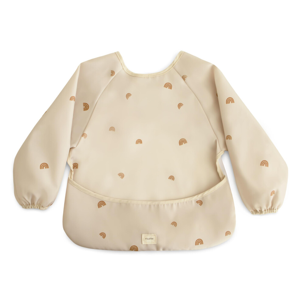 Weaning Bib Baby Long Sleeve | Toddler Bibs With Sleeves Waterproof | Adjustable Fit For 6-24 Months | Colour: Rainbows Mushie