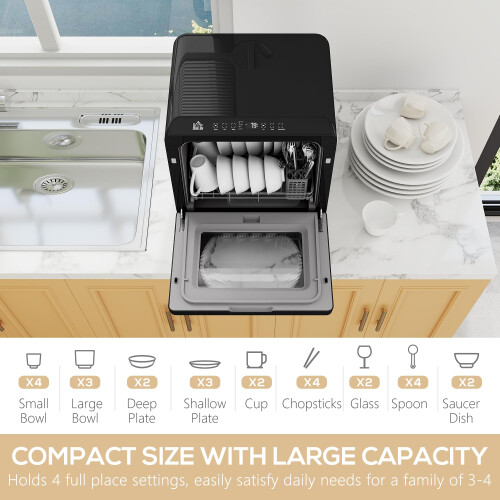 Homcom HOMCOM Table Top Dishwasher, Mini Countertop Dishwasher No 2