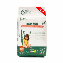 Naty Bamboo Viscose Nappy Pants – Silky Soft, Plant Based Pull ups, Dermatologically Tested for Sensitive Skin & Super Absorbent (Size 6, 68 Count)