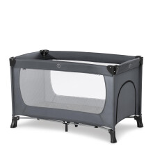 hauck Dream N Play Plus, Grey - Travel Cot for Babies & Toddlers with Small Hatch, Travel Bag, Lightweight, Fast & Compact Folding, 120cm x 60cm, fro