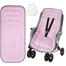 AOGOE Baby Pushchair Seat Liner, Reversible Pram Liner with Bibs, Universal 100% Cotton Pushchair Liner Stroller Seat Pad, Breathable Buggy Seat Cove