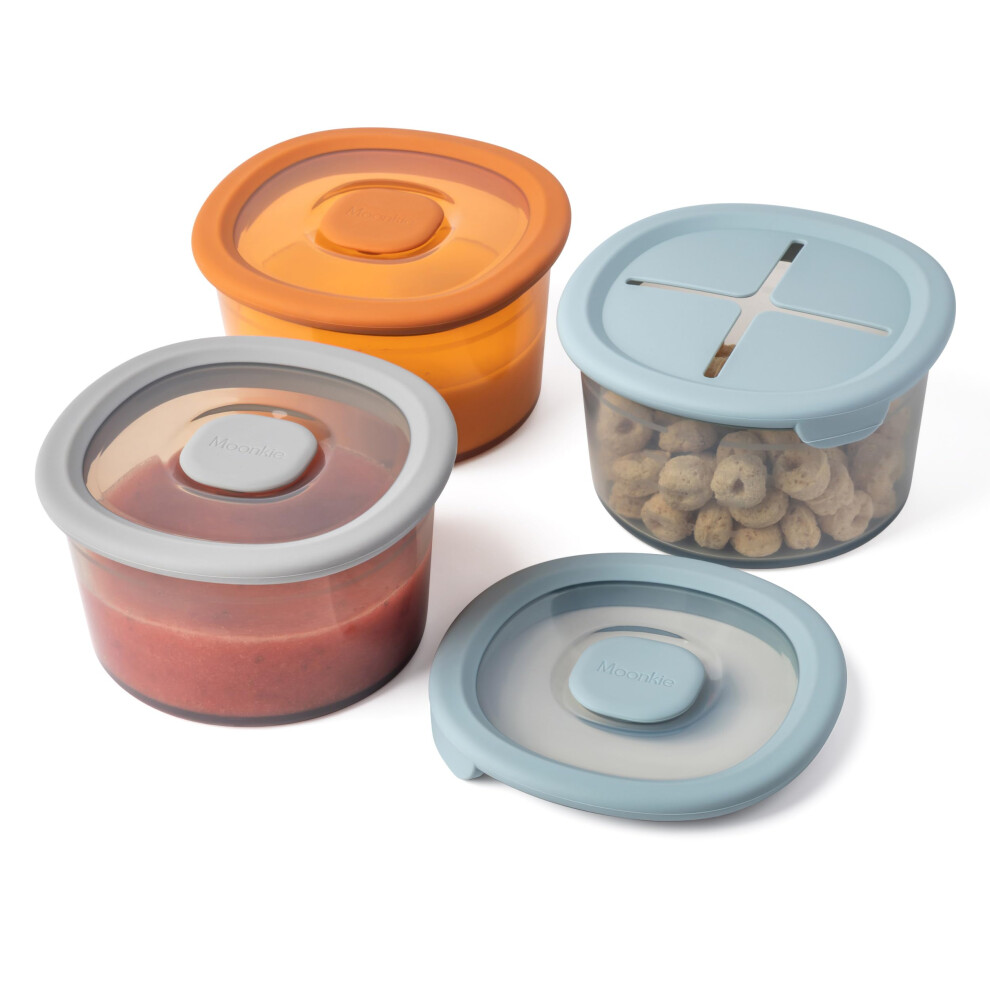 Silicone Baby Food Storage Containers | 240 Ml Baby Food Jars With Airtight Lids And A Snack Lid | Snack Containers For Toddler | Bpa Free | Moonkie